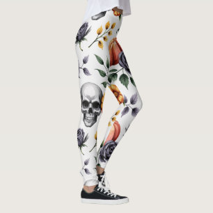 Autumn Floral Halloween Pattern Leggings