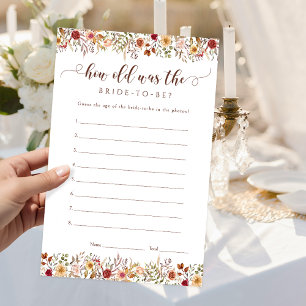 Autumn Floral How Old Bride Bridal Shower Game