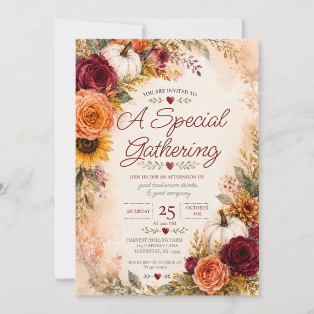 Autumn Floral Invitation  (Front)