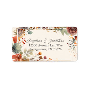 Autumn Floral Ivory Boho Wedding Return Address Label