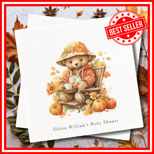 Autumn Floral Little Pumpkin Baby Shower Elegant Napkin