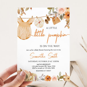 Autumn Floral Little Pumpkin Baby Shower Invitation