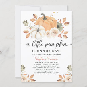 Autumn Floral Little Pumpkin Baby Shower Invitation