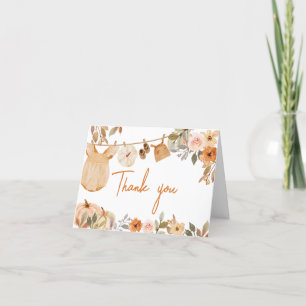 Autumn Floral Little Pumpkin Baby Shower Thank You Card
