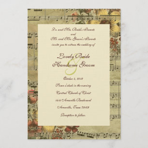 Autumn Floral Music Wedding Invitation