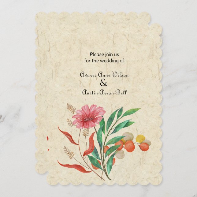 Autumn Floral Orange Wedding Invitation (Front/Back)