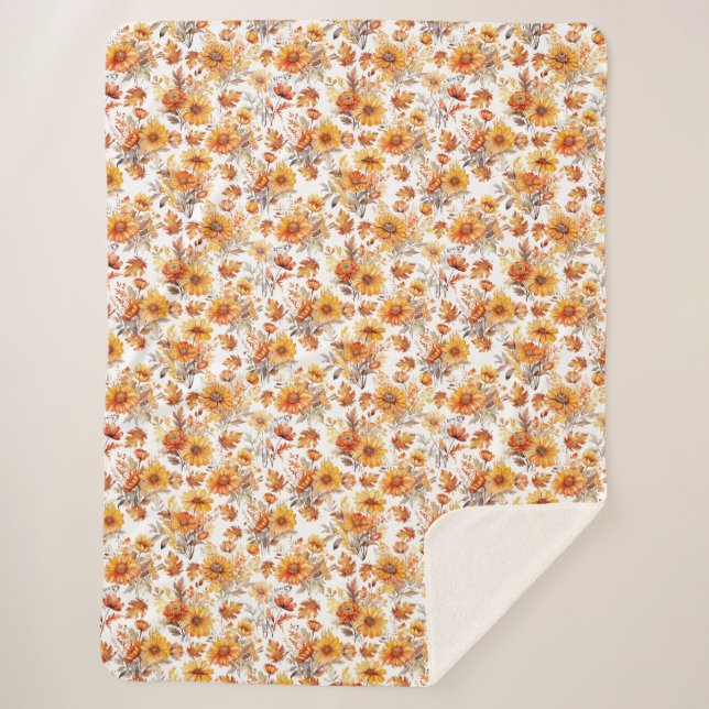 Autumn Floral Pattern B01 Sherpa Blanket (Front)