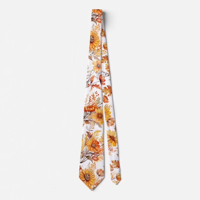 Autumn Floral Pattern B01 Tie (Front)