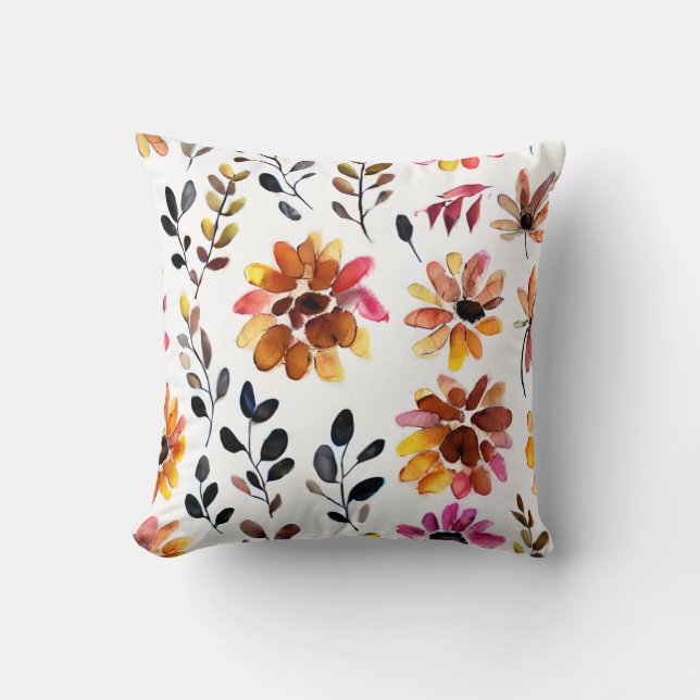 Autumn Floral Pattern Cushion (Front)
