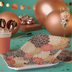 Autumn floral pattern paper plate