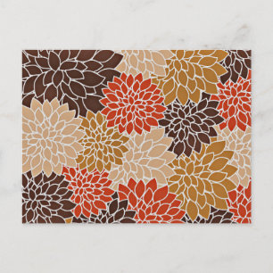 Autumn floral pattern postcard