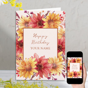 Autumn Floral Personalised Birthday Card