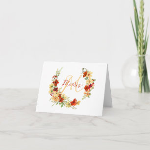 Autumn floral personalised note card
