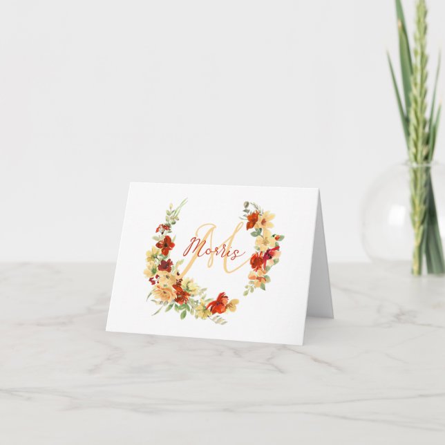 Autumn floral personalised  note card (Front)