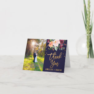 Autumn Floral Photo Thank You Card