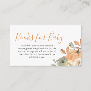 Autumn Floral Pumpkin Baby Shower Books for Baby Enclosure Card
