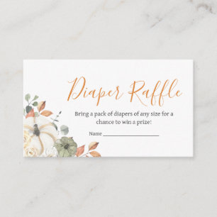 Autumn Floral Pumpkin Baby Shower Diaper Raffle Enclosure Card