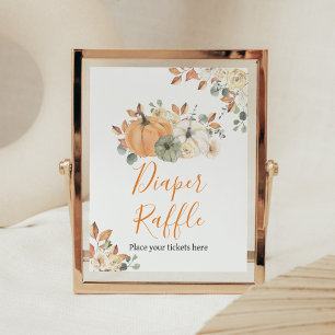 Autumn Floral Pumpkin Baby Shower Diaper Raffle Poster