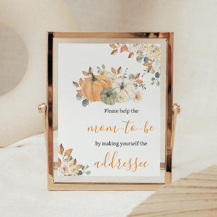 Autumn Floral Pumpkin Baby Shower Envelope Station Poster