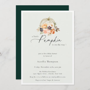 Autumn Floral Pumpkin Baby Shower Invitation