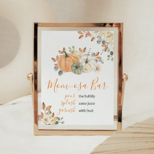 Autumn Floral Pumpkin Baby Shower Mum Osa Bar Poster