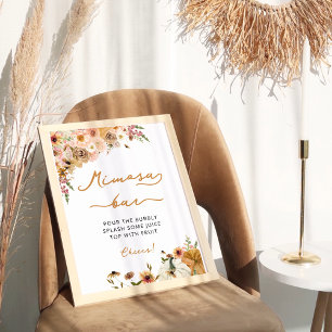 Autumn Floral Pumpkin Bridal Shower Mimosa Bar Poster