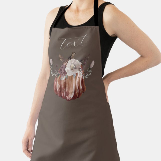 Autumn floral pumpkin brown, terracotta, plumb  apron (Creator Uploaded)