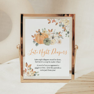 Autumn Floral Pumpkin Late Night Diapers Poster