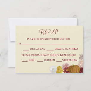 Autumn Floral Pumpkin RSVP Card