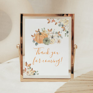 Autumn Floral Pumpkin Thank you for Coming Poster