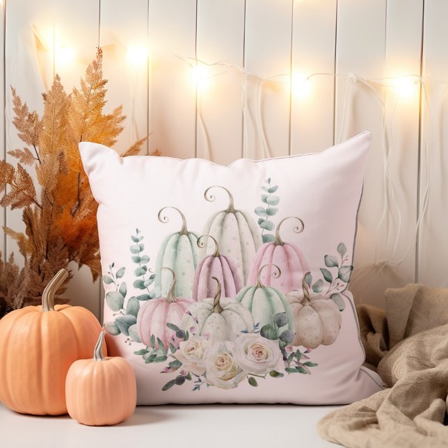Autumn Floral Pumpkin Thanksgiving  Cushion (Creator Uploaded)