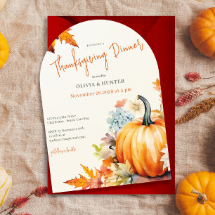 Autumn Floral Pumpkin Thanksgiving Dinner Acrylic Invitations