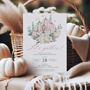 Autumn Floral Pumpkin Thanksgiving Dinner Invitation