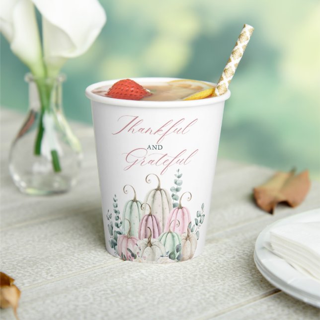 Autumn Floral Pumpkin Thanksgiving  Paper Cups (Insitu)