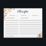 Autumn floral recipe card<br><div class="desc">A lovely watercolor floral design with gold blush and burgundy fall flowers. The features of this design can be personalised.</div>