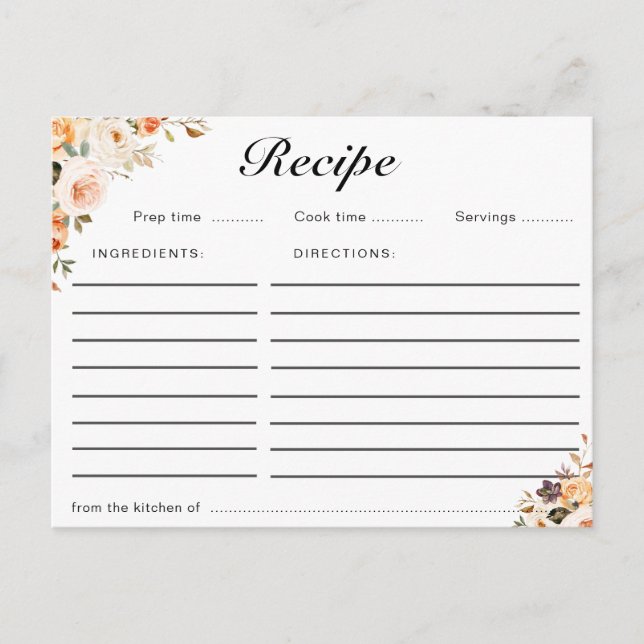 Autumn floral recipe card (Front)