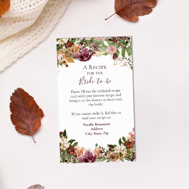 Autumn Floral Recipe Request Enclosure Card (Creator Uploaded)