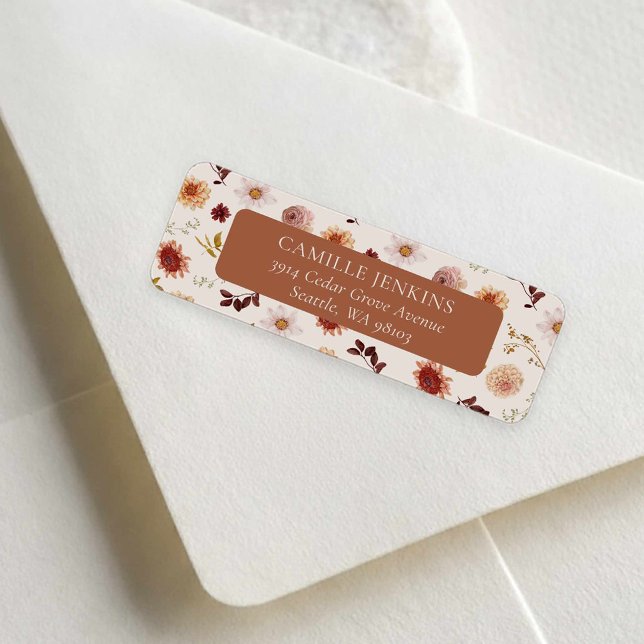Autumn Floral Return Address Label (Fall Floral Return Address Label)
