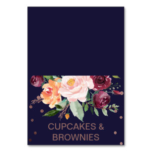 Autumn Floral Rose Gold Buffet Food Labels Table Number
