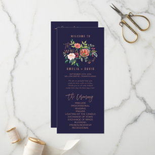 Autumn Floral Rose Gold Wedding Program