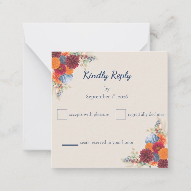 Autumn Floral RSVP Card (Front)