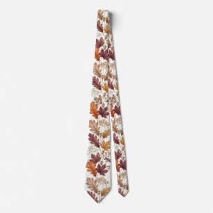 Autumn Floral Rustic Fall Leaves & Berries Tie