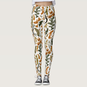 Autumn Floral Rustic Pattern  Leggings