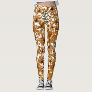 Autumn Floral Rustic Pattern Leggings