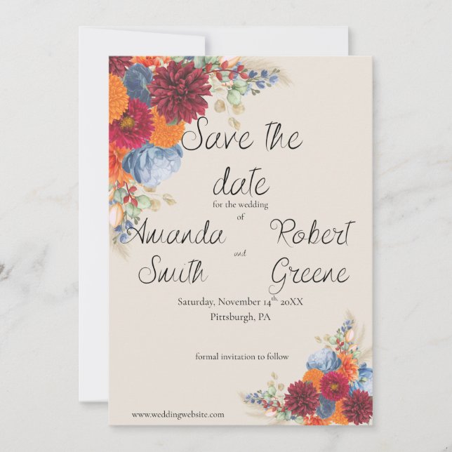 Autumn Floral Save the Date (Front)