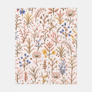 Autumn Floral Seamless Pattern. Doodle Plants, Bra Fleece Blanket