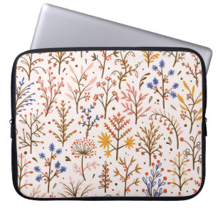 Autumn Floral Seamless Pattern. Doodle Plants, Bra Laptop Sleeve
