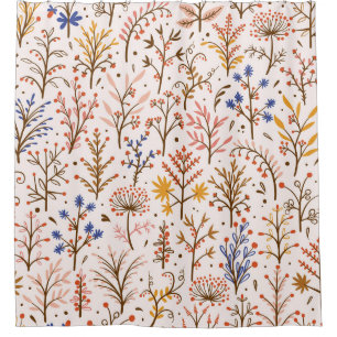 Autumn Floral Seamless Pattern. Doodle Plants, Bra Shower Curtain