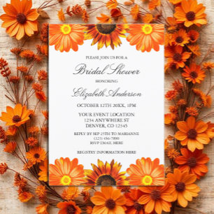 Autumn Floral Sunflower Bridal Shower Invitation