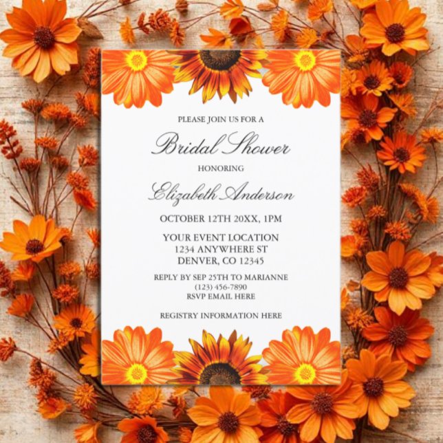 Autumn Floral Sunflower Bridal Shower Invitation (Creator Uploaded)